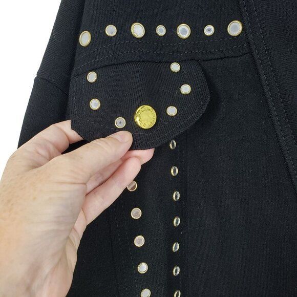 Sandro Paris Bamo Studded Sweater Black Gold Mirrored Embellished Oversized - Picture 9 of 15